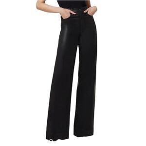 NWT Joe’s Jeans The Mia High Rise Wide Leg Jeans Size 33 Pitch Black Coated $248